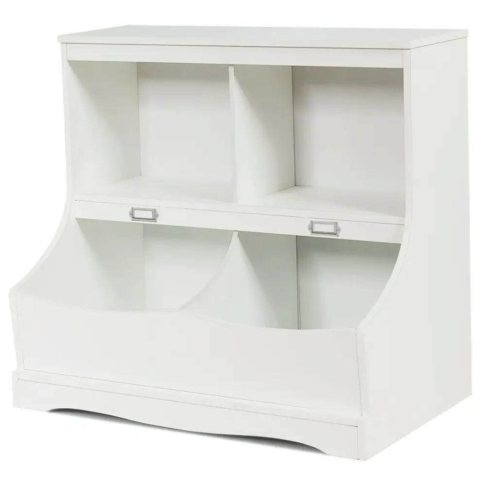3-Tier Kids Bookcase Storage Organizer-White - White - Kids Storage