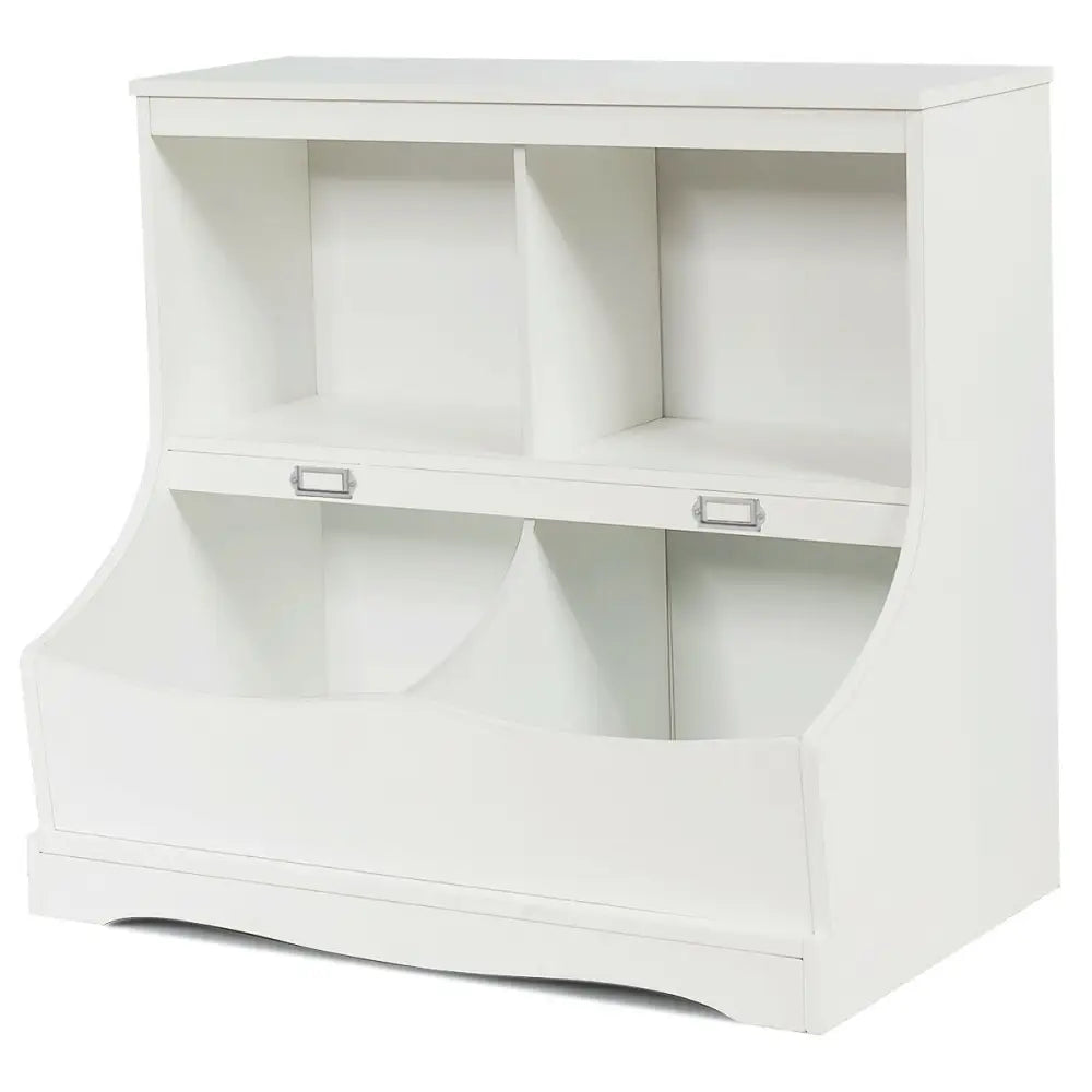 3-Tier Kids Bookcase Storage Organizer-White - White - Kids Storage