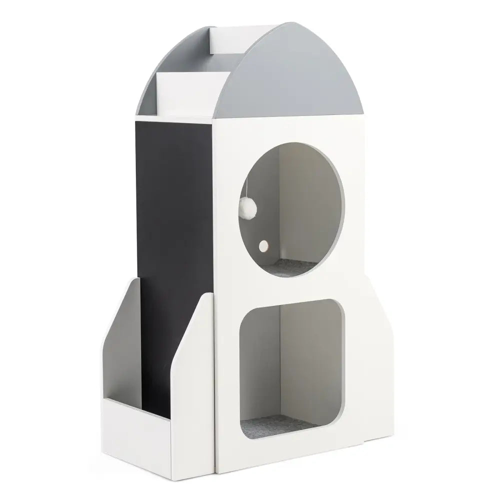 3-Tier Kids Bookshelf Rocket Space Theme Toddler Toy Storage Organizer-White - White - Kids Storage