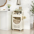 3-Tier Laundry Cart Folding Hamper with Lockable Wheels - Beige - Laundry Baskets