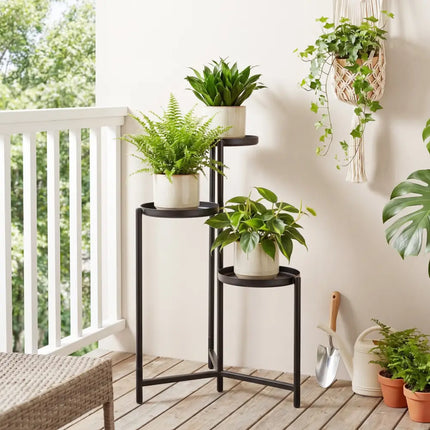 3-Tier Metal Plant Stand Indoor Outdoor Tall Corner Flower Pot Holder Display Rack - Plant Stands