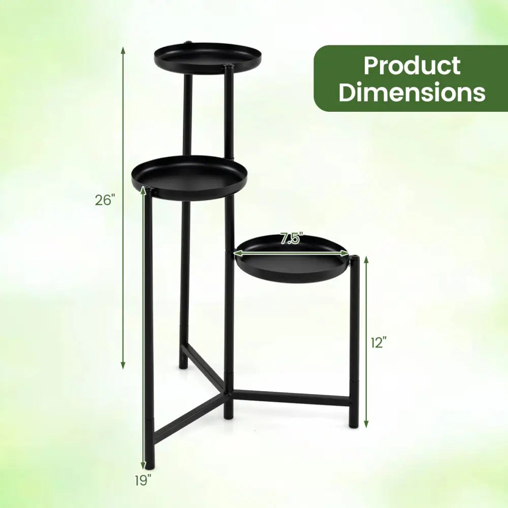 3-Tier Metal Plant Stand Indoor Outdoor Tall Corner Flower Pot Holder Display Rack - Plant Stands