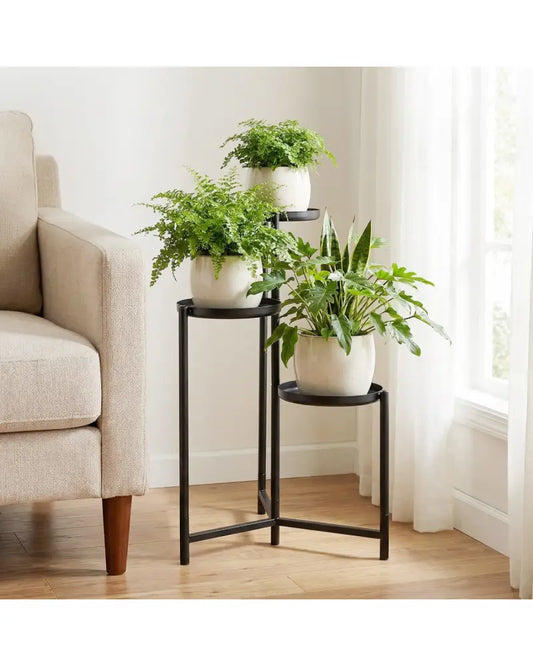 3-Tier Metal Plant Stand Indoor Outdoor Tall Corner Flower Pot Holder Display Rack - Plant Stands
