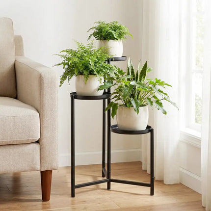 3-Tier Metal Plant Stand Indoor Outdoor Tall Corner Flower Pot Holder Display Rack - Plant Stands