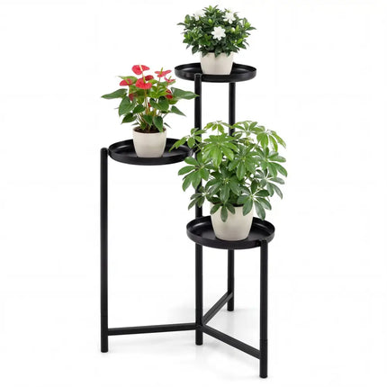 3-Tier Metal Plant Stand Indoor Outdoor Tall Corner Flower Pot Holder Display Rack - Plant Stands