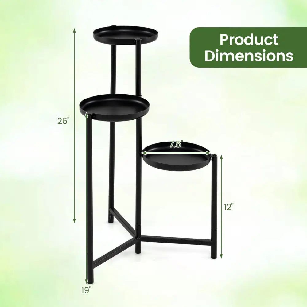 3-Tier Metal Plant Stand Indoor Outdoor Tall Corner Flower Pot Holder Display Rack - Plant Stands