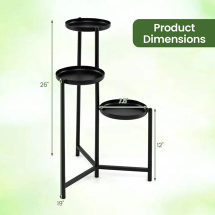 3-Tier Metal Plant Stand Indoor Outdoor Tall Corner Flower Pot Holder Display Rack - Plant Stands