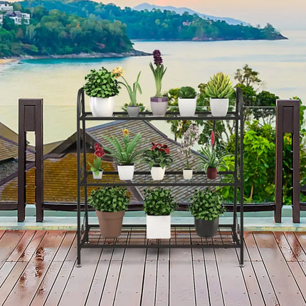 3-Tier Metal Plant Stand Shelf Display Rack for Plants Shoes Flower Pot - Black - Plant Stands