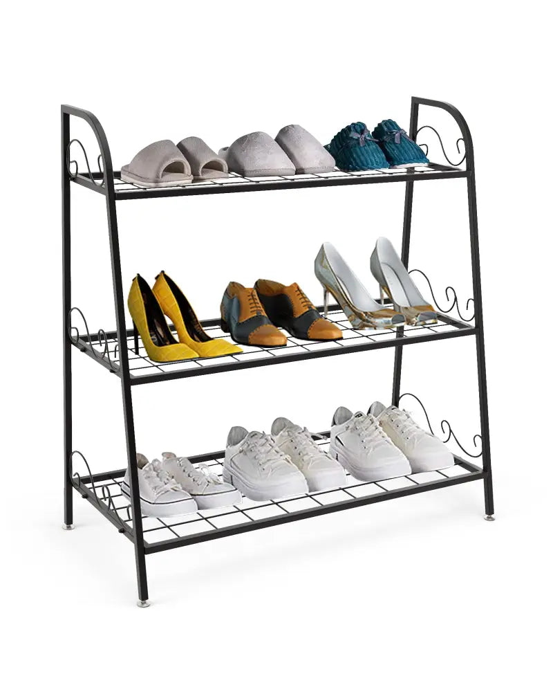 3-Tier Metal Plant Stand Shelf Display Rack for Plants Shoes Flower Pot - Black - Plant Stands