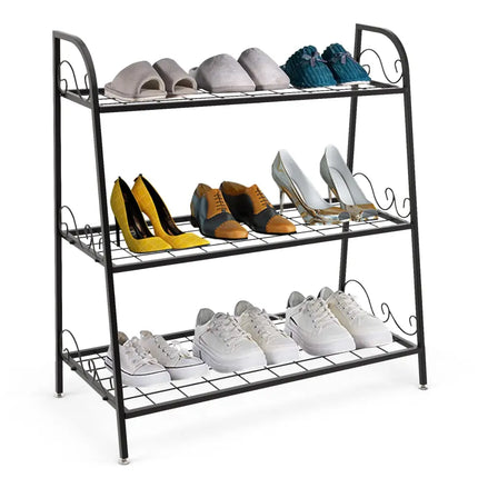 3-Tier Metal Plant Stand Shelf Display Rack for Plants Shoes Flower Pot - Black - Plant Stands