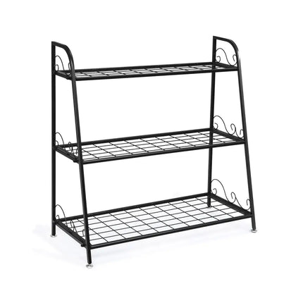 3-Tier Metal Plant Stand Shelf Display Rack for Plants Shoes Flower Pot - Black - Plant Stands