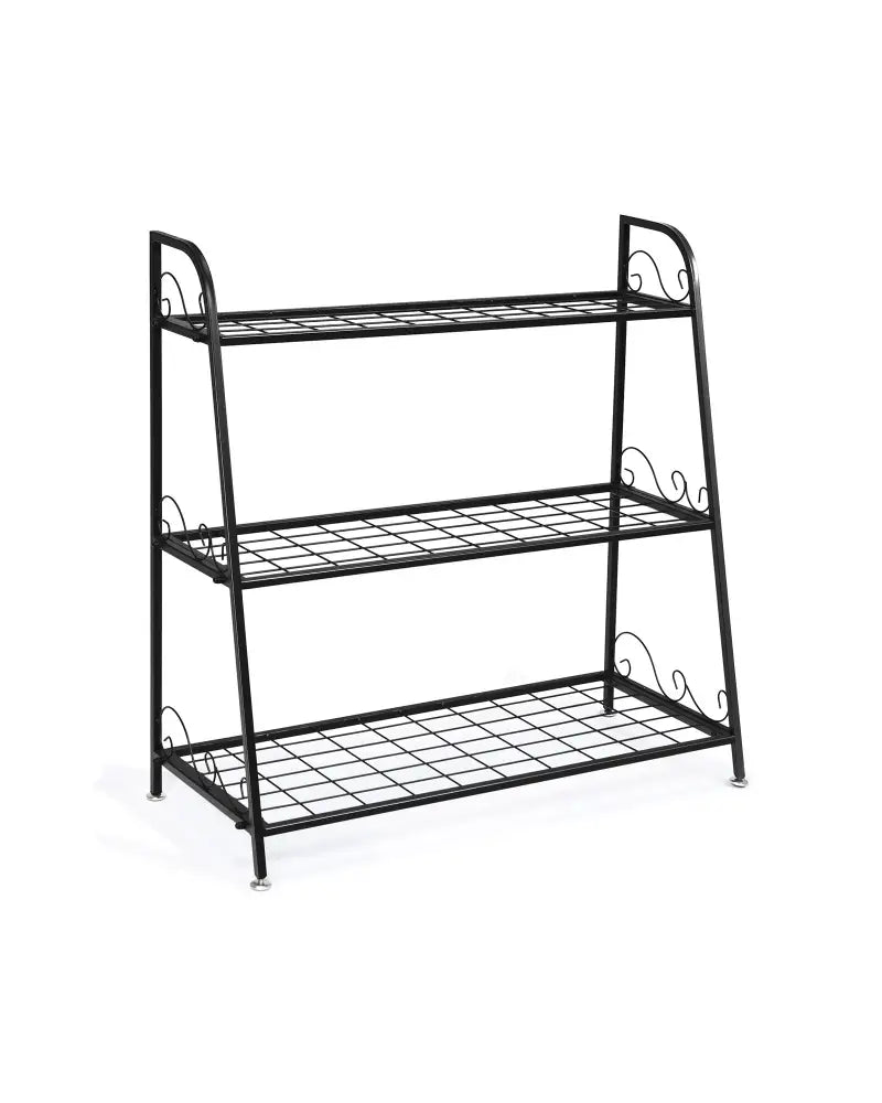 3-Tier Metal Plant Stand Shelf Display Rack for Plants Shoes Flower Pot - Black - Plant Stands