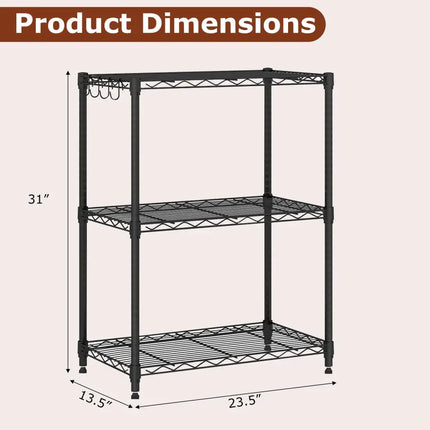 3-Tier Metal Storage Shelving Unit Set of 2 with V-Shaped Wire Rack-Black - Black - Garages