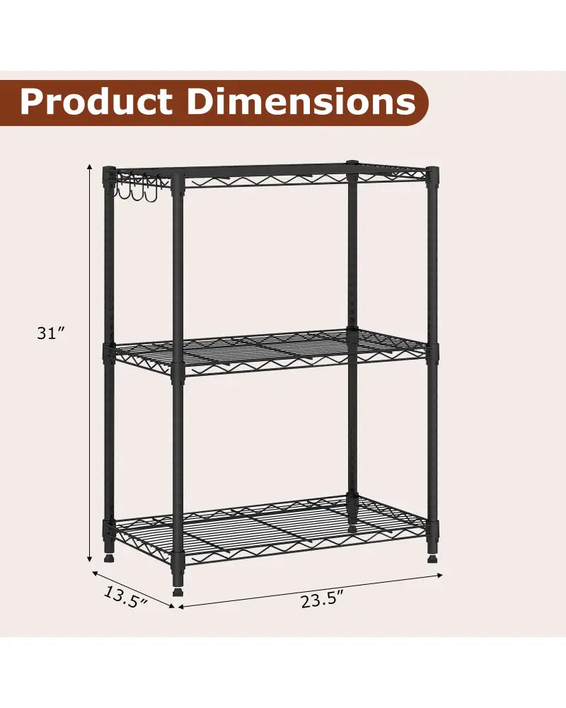3-Tier Metal Storage Shelving Unit Set of 2 with V-Shaped Wire Rack-Black - Black - Garages