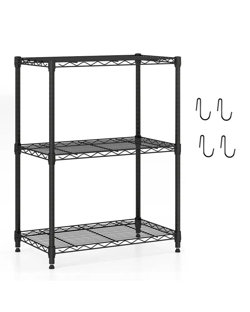 3-Tier Metal Storage Shelving Unit Set of 2 with V-Shaped Wire Rack-Black - Black - Garages