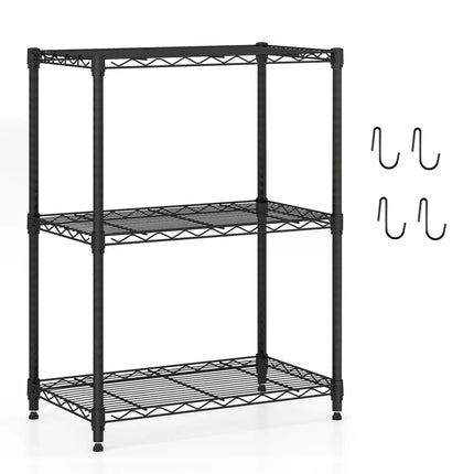 3-Tier Metal Storage Shelving Unit with V-Shaped Wire Rack and 450 LBS Capacity-Black - Black - Garages