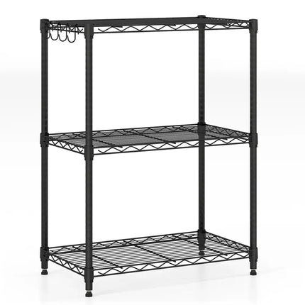 3-Tier Metal Storage Shelving Unit with V-Shaped Wire Rack and 450 LBS Capacity-Black - Black - Garages