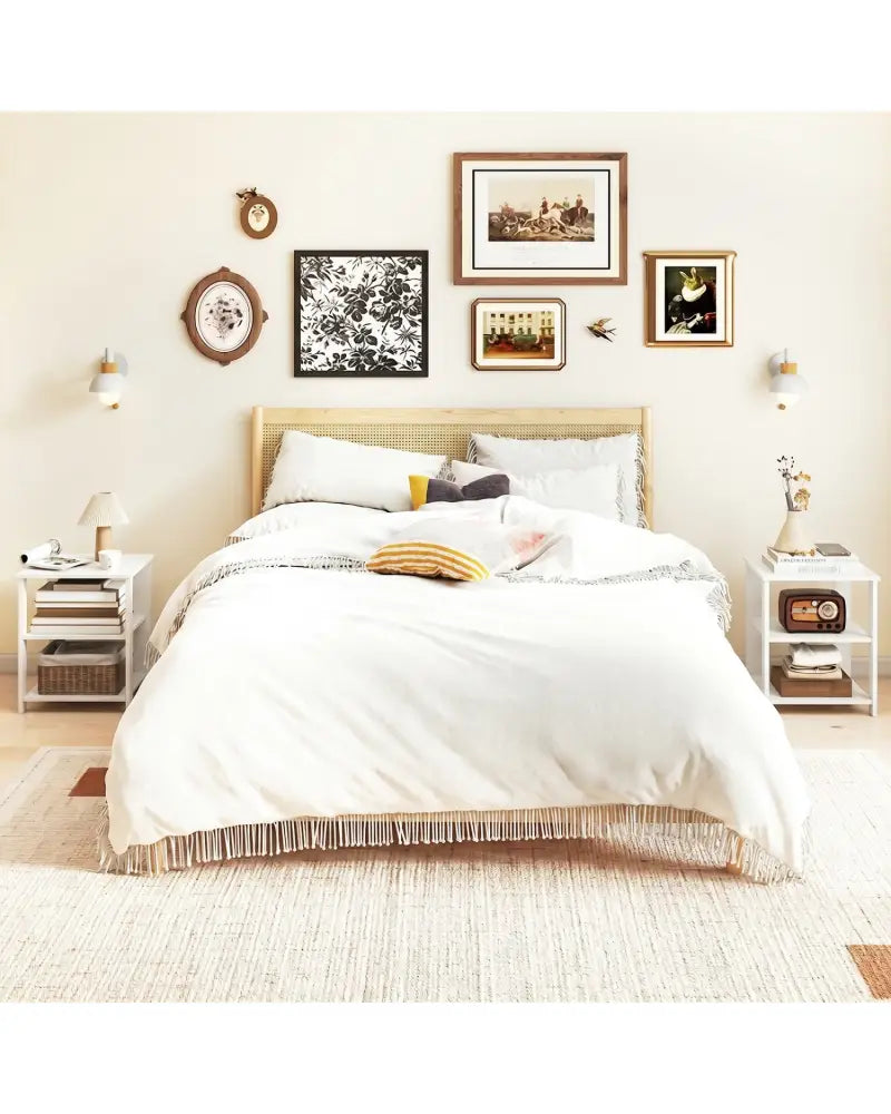 3-Tier Modern Nightstand Square Side Table with Open Storage Shelves-White - White - End & Side Tables