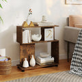 3-Tier Modern S-shaped Bookshelf with Adjustable Feet-Rustic Brown - Rustic Brown - Bookcases