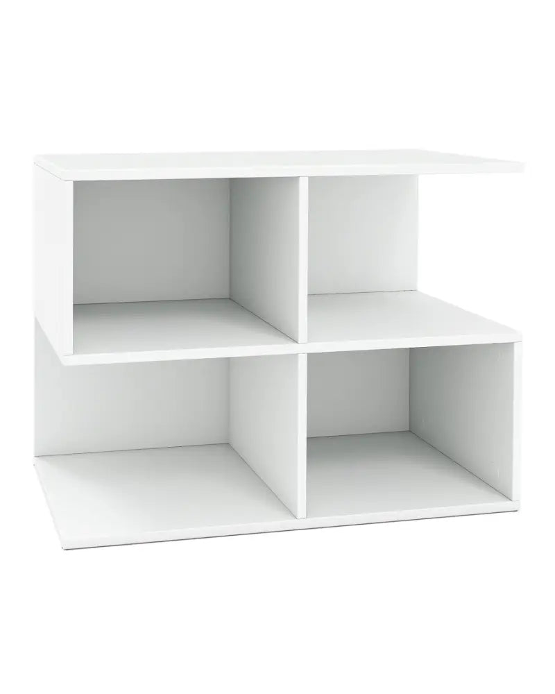 3-Tier Modern S-shaped End Table with 4 Storage Cubes-White - White - End & Side Tables