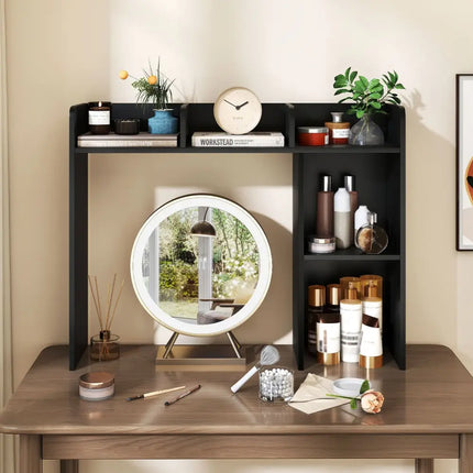 3-Tier Multipurpose Desk Bookshelf with 4 Shelves-Black Costway