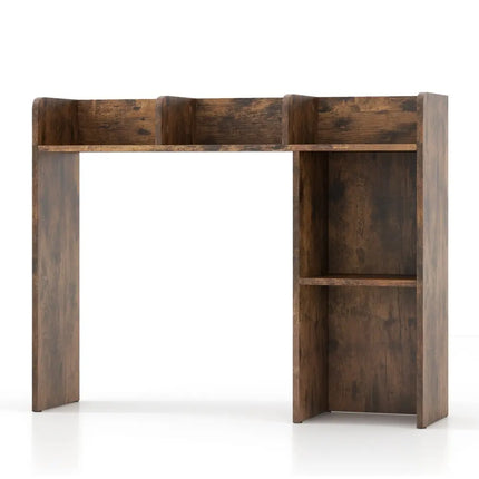 3-Tier Multipurpose Desk Bookshelf with 4 Shelves-Brown Costway