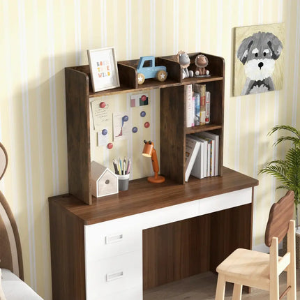 3-Tier Multipurpose Desk Bookshelf with 4 Shelves-Brown Costway