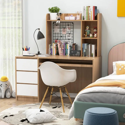 3-Tier Multipurpose Desk Bookshelf with 4 Shelves-Natural Costway