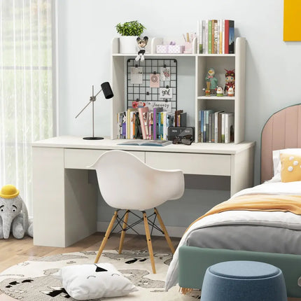 3-Tier Multipurpose Desk Bookshelf with 4 Shelves-White Costway