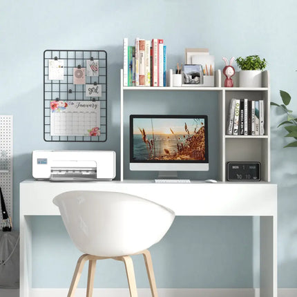3-Tier Multipurpose Desk Bookshelf with 4 Shelves-White Costway