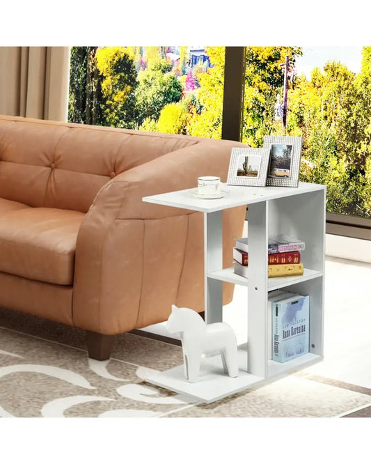 3-Tier Narrow Side Table with Storage Shelf - White - End & Side Tables