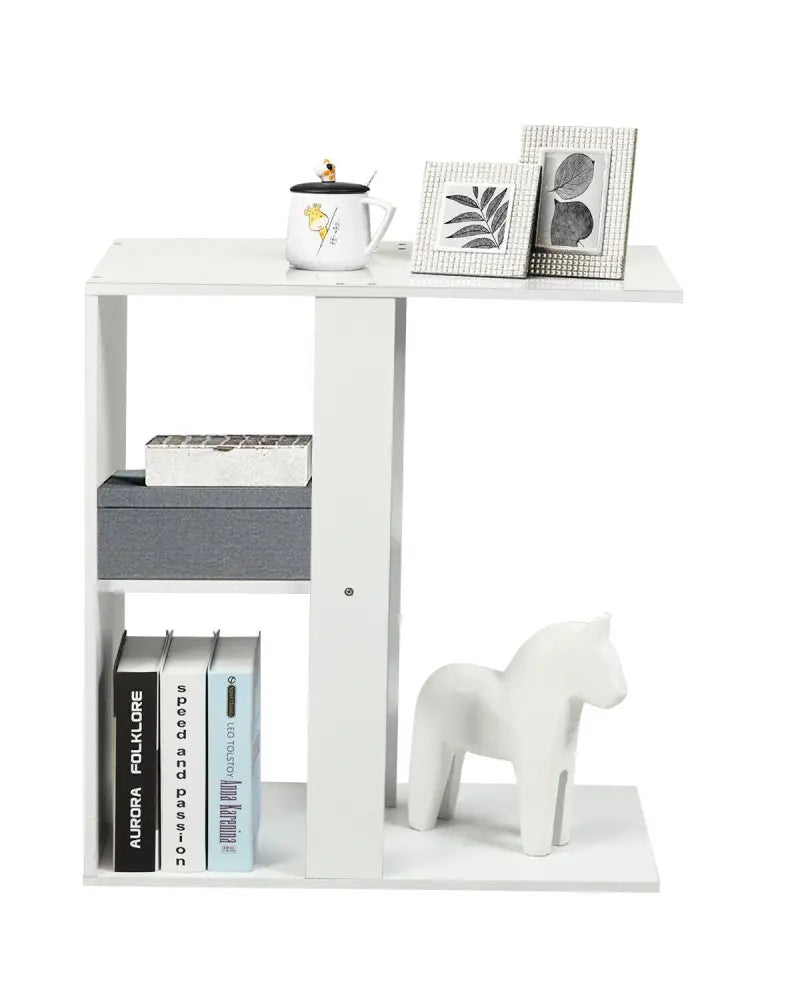 3-Tier Narrow Side Table with Storage Shelf - White - End & Side Tables
