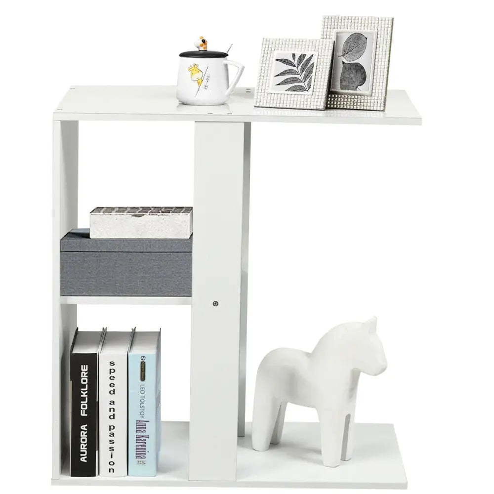 3-Tier Narrow Side Table with Storage Shelf - White - End & Side Tables