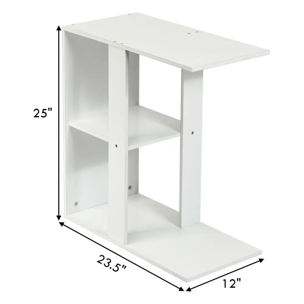 3-Tier Narrow Side Table with Storage Shelf - White - End & Side Tables