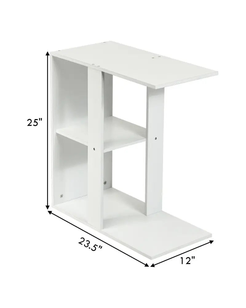 3-Tier Narrow Side Table with Storage Shelf - White - End & Side Tables