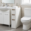 3-Tier Narrow Storage Cabinet Slim Rolling Cart with 3 Drawers and 2 Removable Dividers-S - Beige - Floor Cabinets