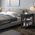 3-Tier Nightstand Bedside Table Sofa Side with Double Shelves Drawer-Black - Black - End & Side Tables