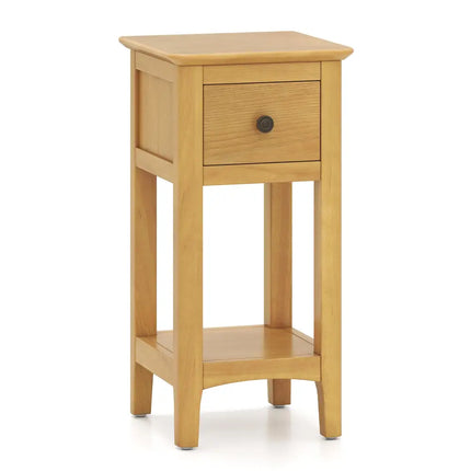 3-Tier Nightstand with Drawer and Open Storage Shelf-Natural Costway