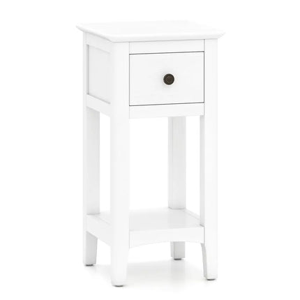 3-Tier Nightstand with Drawer and Open Storage Shelf-White - White - Nightstands