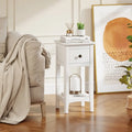 3-Tier Nightstand with Drawer and Open Storage Shelf-White - White - Nightstands