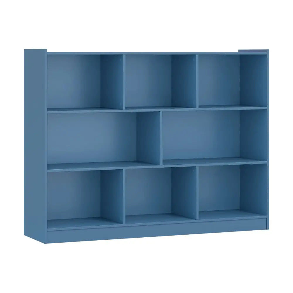 3-Tier Open Bookcase 8-Cube Floor Standing Storage Shelves-Blue - Blue - Bookcases