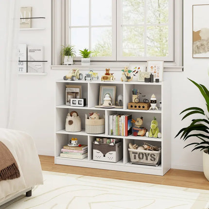 3-Tier Open Bookcase 8-Cube Floor Standing Storage Shelves Display Cabinet-White Costway