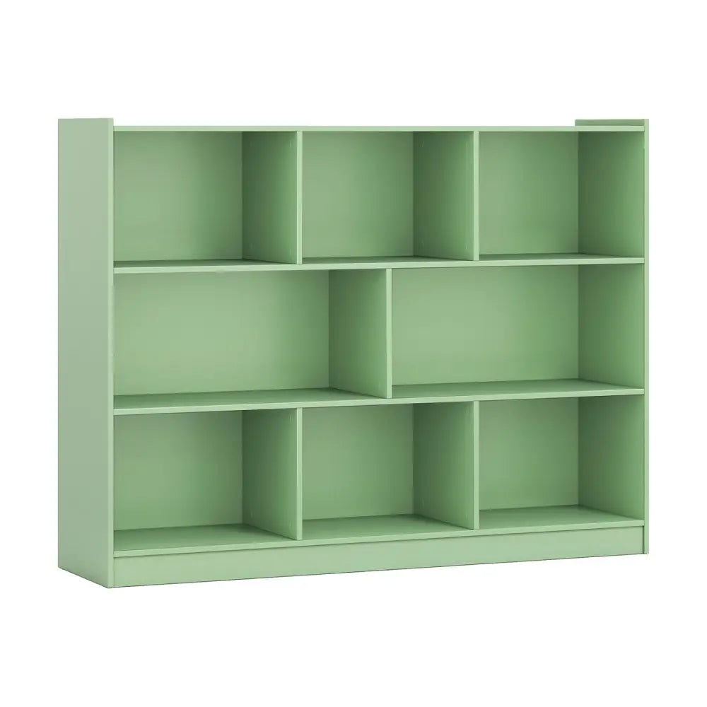 3-Tier Open Bookcase 8-Cube Floor Standing Storage Shelves-Green - Green - Bookcases