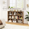 3-Tier Open Bookcase 8-Cube Floor Standing Storage Shelves-Natural - Natural - Bookcases