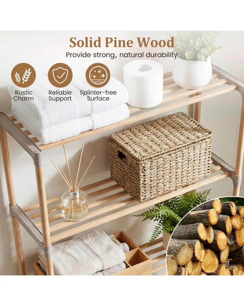 3-Tier Over The Toilet Storage Rack with Open Shelves-Gray - Gray - Over the Toilet Storage
