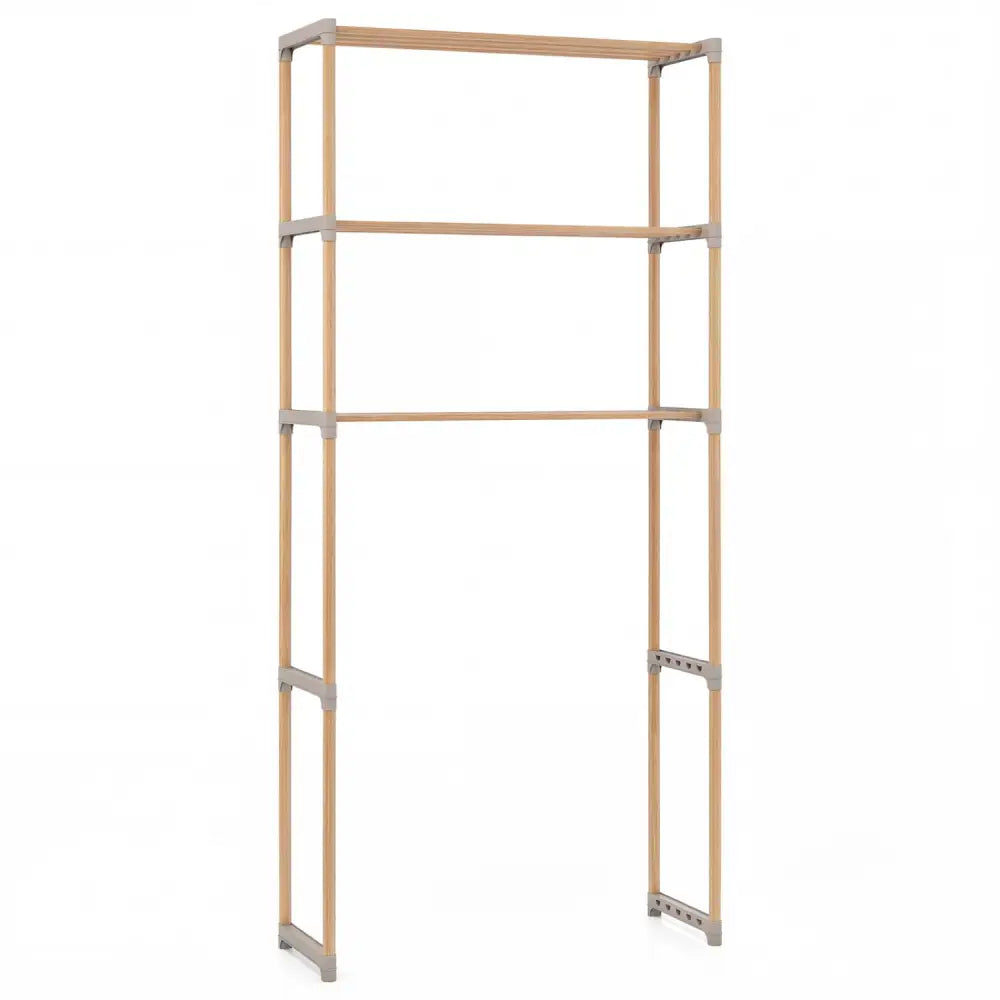 3-Tier Over The Toilet Storage Rack with Open Shelves-Gray - Gray - Over the Toilet Storage