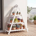 3-Tier Plant Stand Flower Pot Display Shelf-White - White - Plant Stands