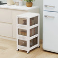 3-Tier Plastic Drawer Storage Organizer Rolling Cart with 3/4/5 Drawers and Lockable Wheels - File Cabinets