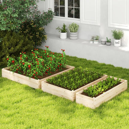 3-Tier Raised Garden Bed with Lattice Trellis and Open-Ended Base-Natural - Natural - Raised Garden Beds