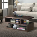 3-Tier Rectangular Modern Coffee Table with Storage Shelf - Brown - Coffee Tables